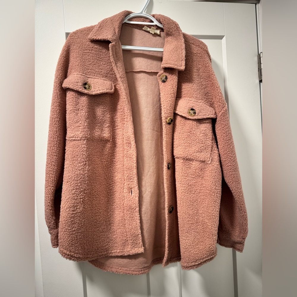 Pink Sherpa button up jacket!